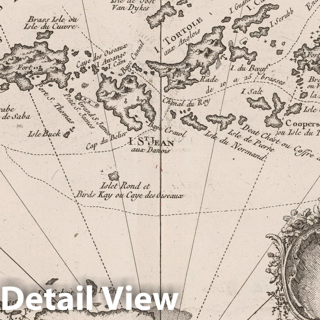 Historic Map : Virgin Islands (U.S.), , West Indies 1764 Cartes des isles des Vierges. , Vintage Wall Art