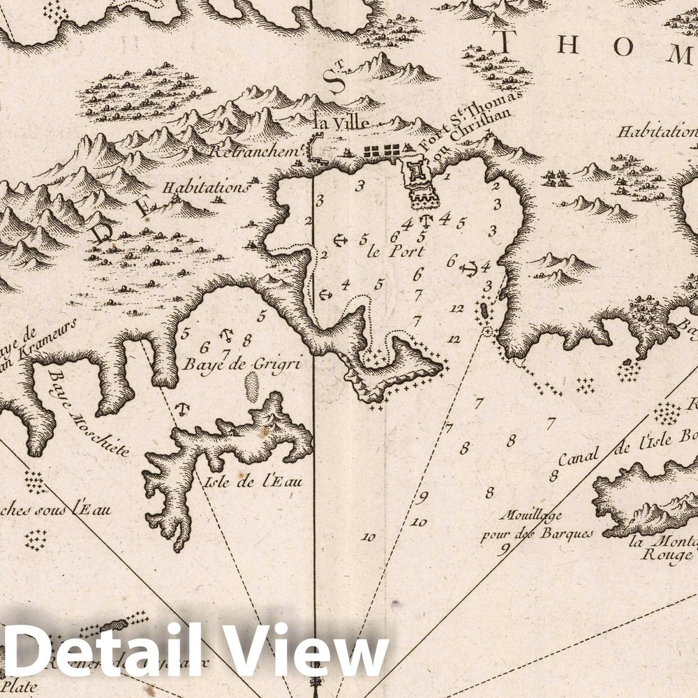 Historic Map : St. Thomas (U.S. Virgin Islands), , West Indies 1764 Carte de I'isle St Thomas I'une des Vierges. , Vintage Wall Art