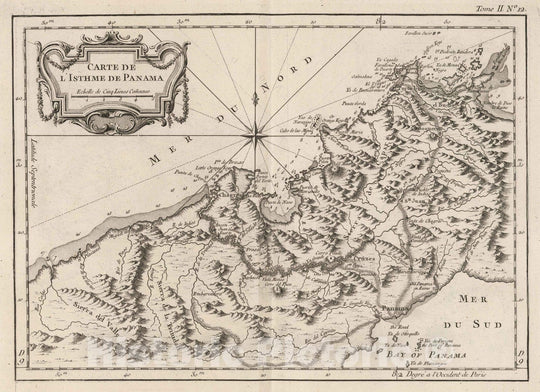 Historic Map : Panama, , Central America 1764 Carte de I'isthme de Panama , Vintage Wall Art