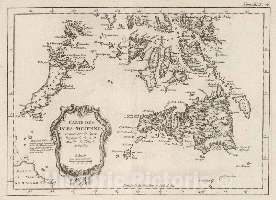 Historic Map : Philippines, , Asia 1764 Carte des Isles Philippines : Dressee sur la Carte Espagnole du R.P. Murillo de Velarde. 2 e. Feuille. , Vintage Wall Art