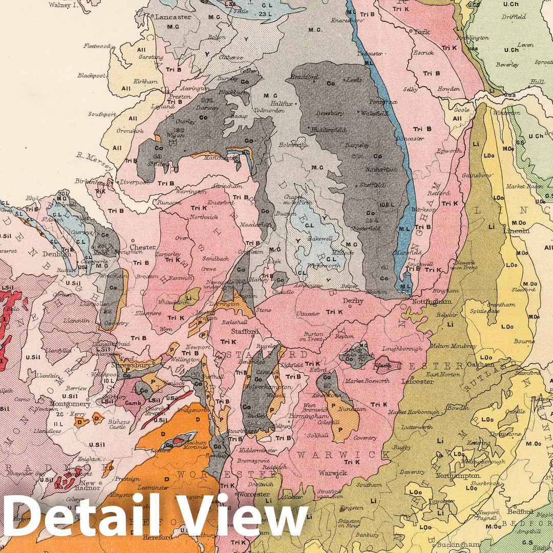 Historic Map : Statistical Atlas - 1881 England and Wales to Illustrate the Geological Formation of the Country. - Vintage Wall Art