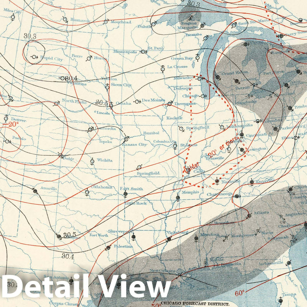 Historic Map : National Atlas - (United States) Weather Map. January 1, 1901. - Vintage Wall Art