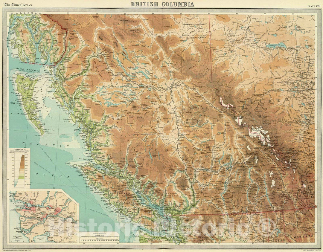 Historic Map : 1922 British Columbia. - Vintage Wall Art