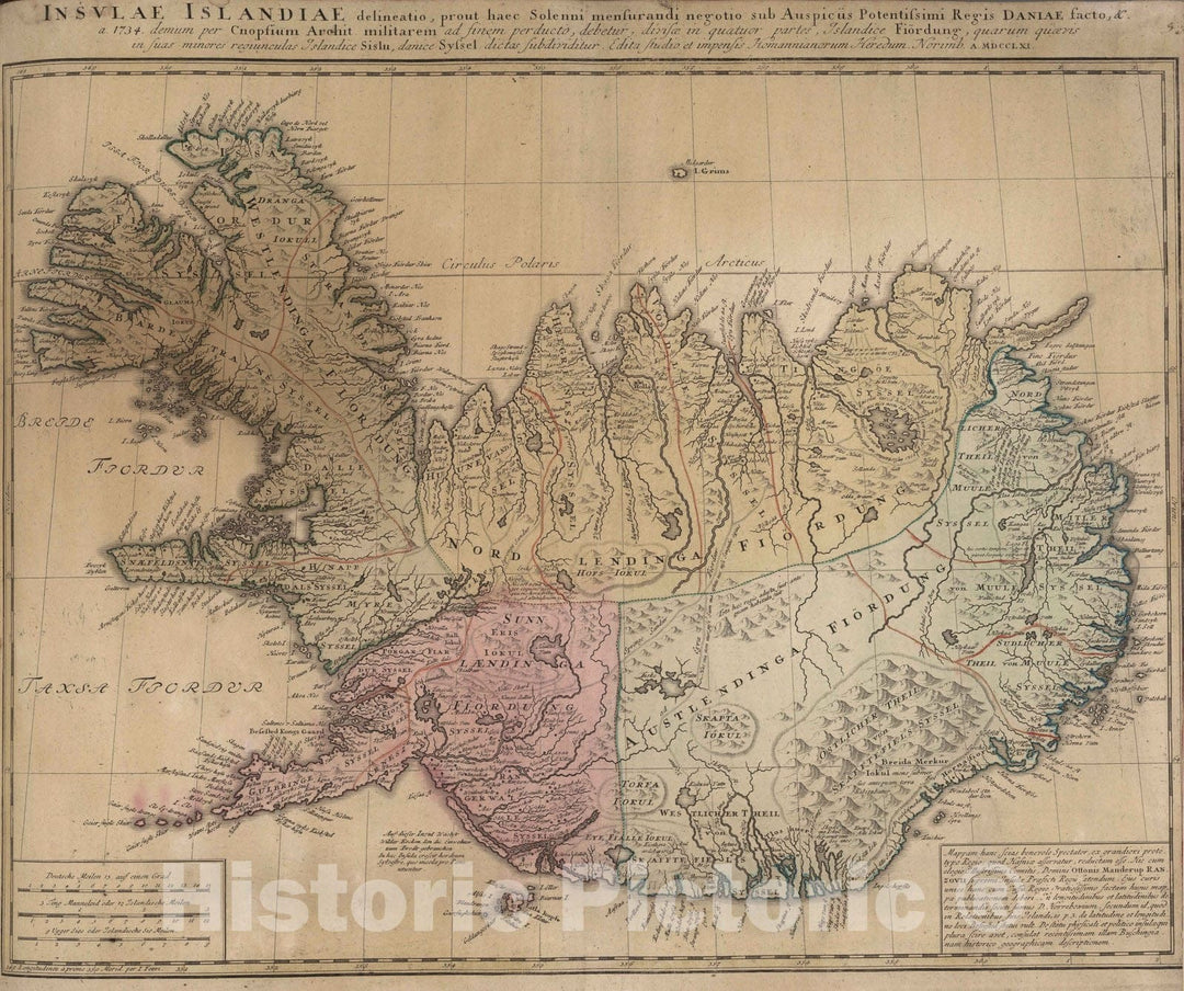 Historic Map : Iceland, 1761 Insulae Islandial. , Vintage Wall Art