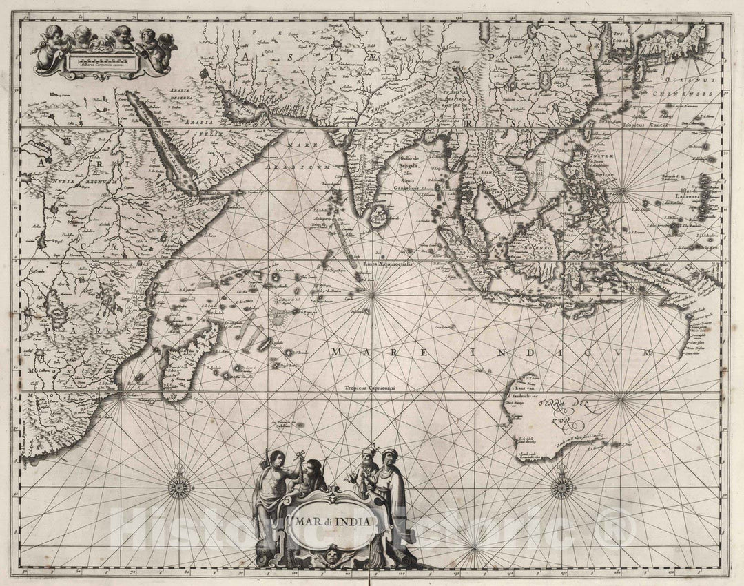 Historic Map : Chart Atlas - 1650 Mar di India. - Vintage Wall Art