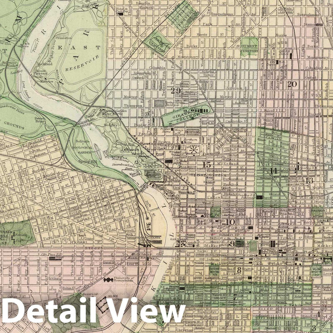 Historic Map : National Atlas - 1874 Plan of the City of Philadelphia and Camden. - Vintage Wall Art