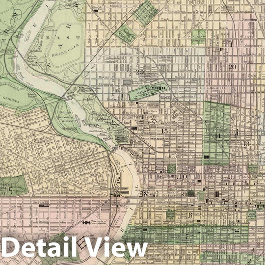 Historic Map : National Atlas - 1874 Plan of the City of Philadelphia and Camden. - Vintage Wall Art