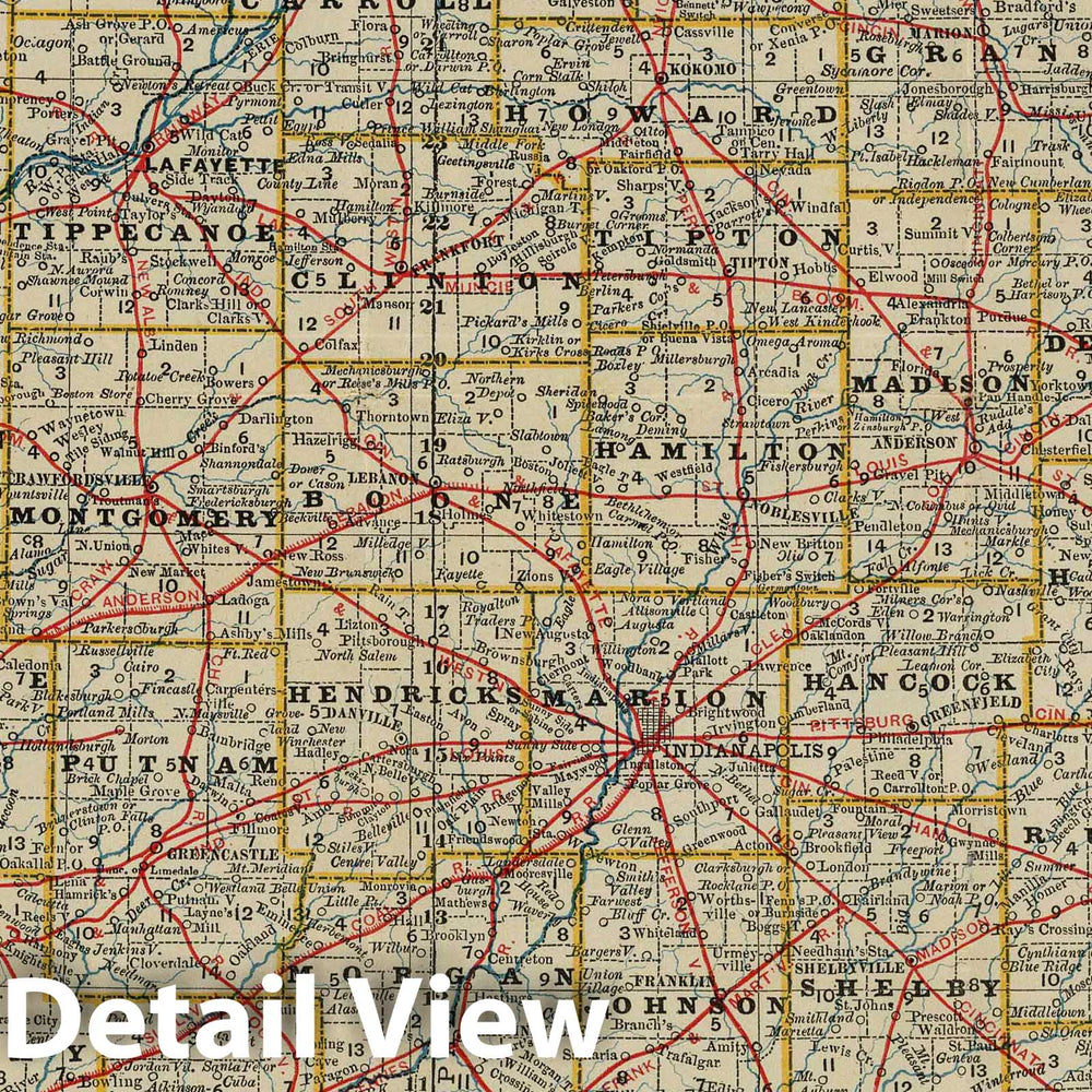 Historic Map : 1880 Indiana : Vintage Wall Art