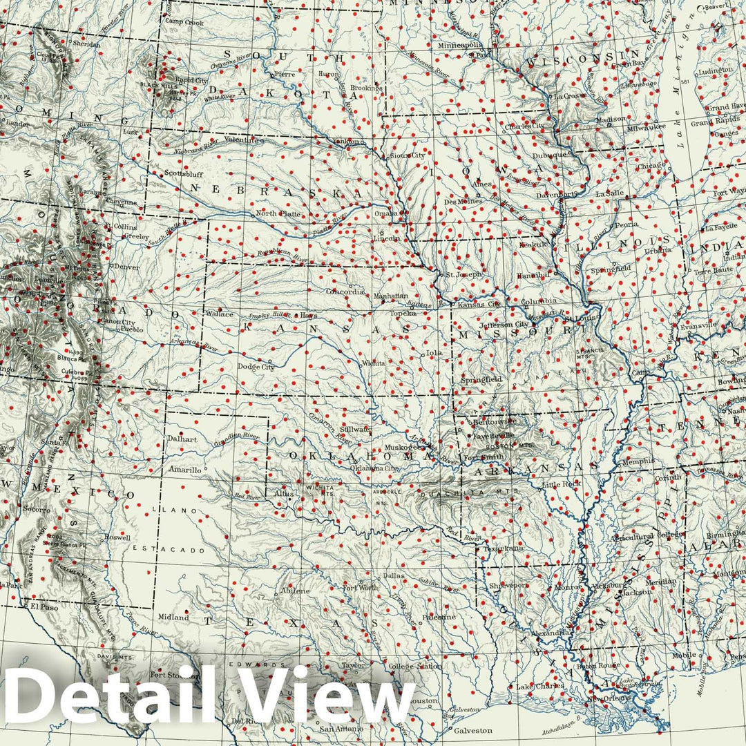 Historic Map - National Atlas - 1916 Location of Meteorological Stations. Atlas of American Agriculture. - Vintage Wall Art