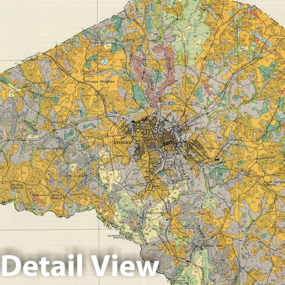 Historic Wall Map : National Atlas - 1936 Clarke County, Georgia, Soils. Atlas of American Agriculture. - Vintage Wall Art