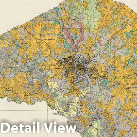 Historic Wall Map : National Atlas - 1936 Clarke County, Georgia, Soils. Atlas of American Agriculture. - Vintage Wall Art