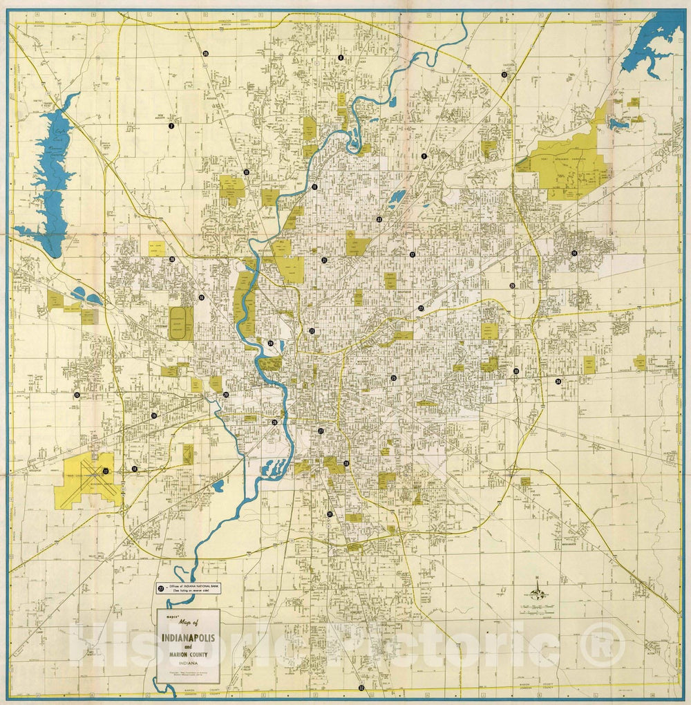 Historic Map - 1969 Map of Indianapolis and Marion County, Indiana, Vintage Wall Art