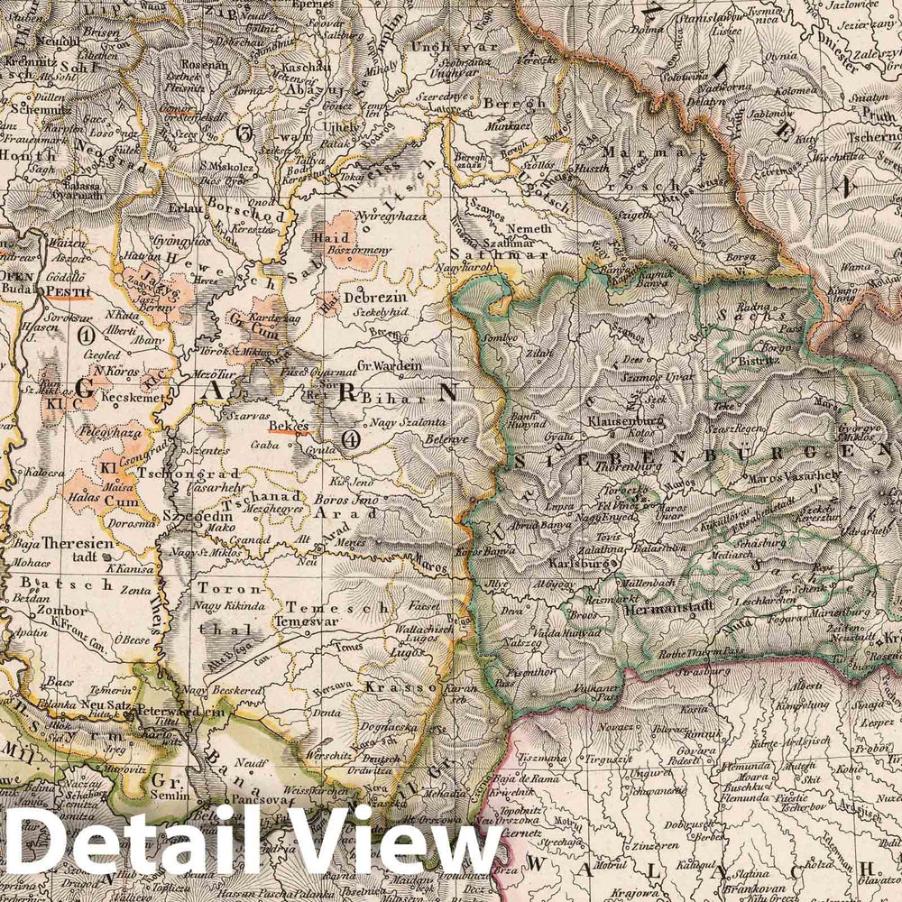 Historic Map : Europe, Eastern 1822 Galizien, Ungarn mit Sclavonien und Croatien, Siebenburgen und Dalmatien , Vintage Wall Art