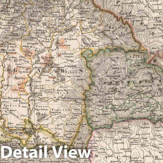 Historic Map : Europe, Eastern 1822 Galizien, Ungarn mit Sclavonien und Croatien, Siebenburgen und Dalmatien , Vintage Wall Art