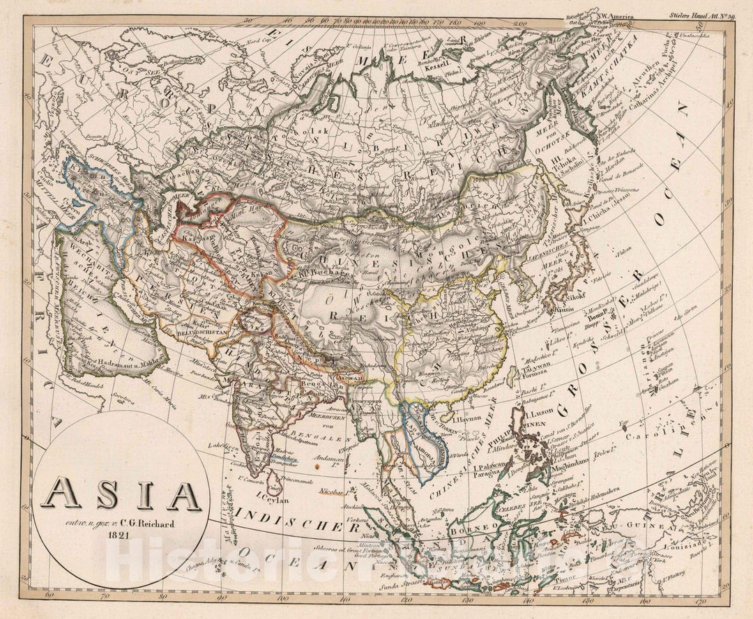 Historic Map : 1821 Asia - Vintage Wall Art