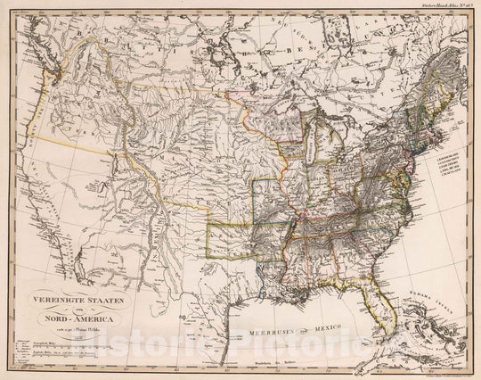 Historic Map : United States, 1825 Vereinigte Staaten von Nord-America, 1825 , Vintage Wall Art