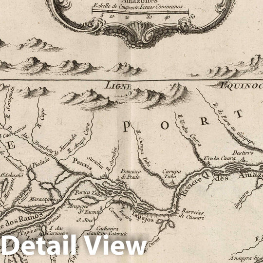 Historic Map : Guayana, Amazon River 1764 Guyane Portugaise et partie du cours de la Riviere dea Amazones , Vintage Wall Art