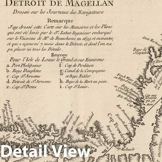 Historic Map : Argentina; Chile, Straits of Magellan 1764 Carte reduite du detroit do Magellan dressee sur les journaux des navigateurs. , Vintage Wall Art