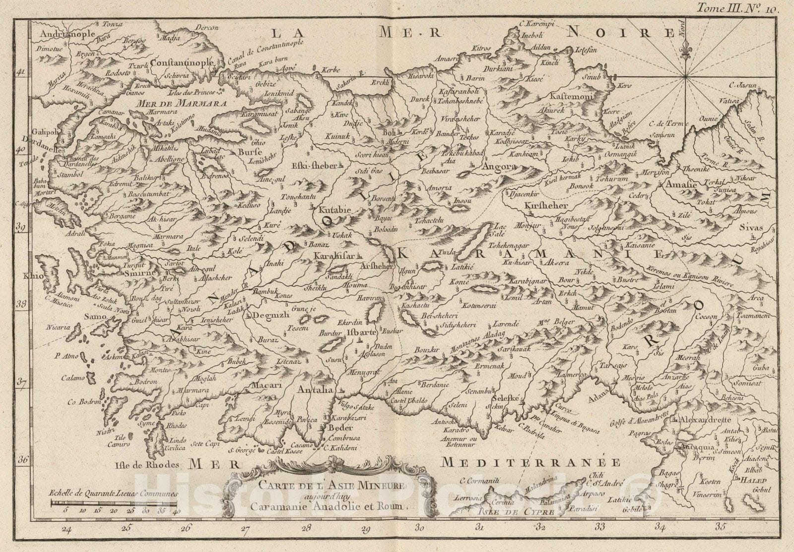 Historic Map : Trukey, Asia Minor 1764 Carte De L'Asie Mineure : aujourdhuy Caramanie Anadolie et Roum , Vintage Wall Art