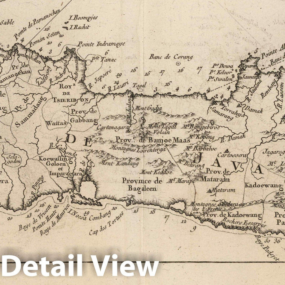 Historic Map : Indonesia, Java (Indonesia) 1764 Carte de l'isle de Java , Vintage Wall Art