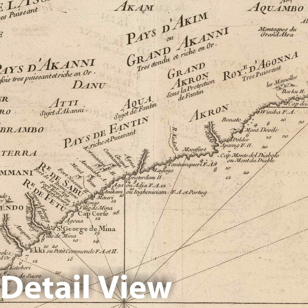 Historic Map : Guinea, Africa, West 1764 Coste De Guinee : Depuis le Cap Apollonia jusqua la Riviere de Volta Ou La Coste D'Or , Vintage Wall Art