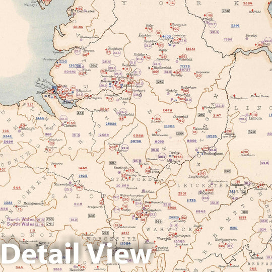 Historic Map : Statistical Atlas - 1881 England and Wales to Illustrate the Sanitary Condition of the Country. - Vintage Wall Art