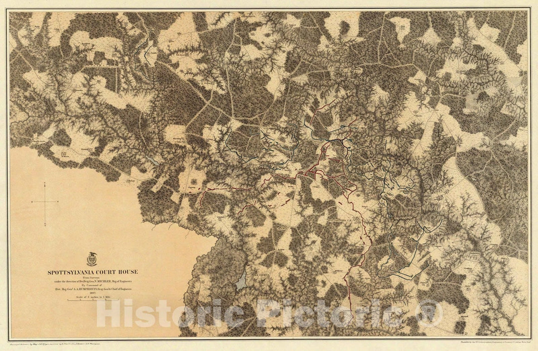 Historic Map : Military Atlas - 1869 Spottsylvania Court House. - Vintage Wall Art