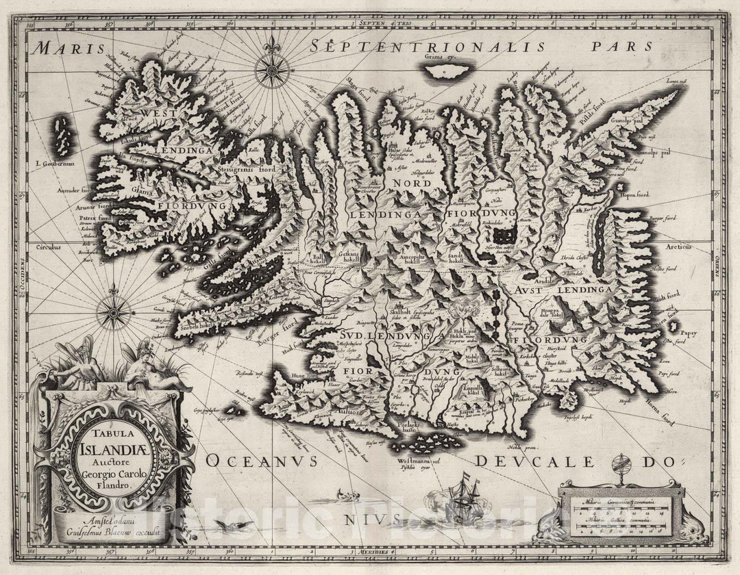 Historic Map : Iceland, 1630 Tabula Islandiae. , Vintage Wall Art