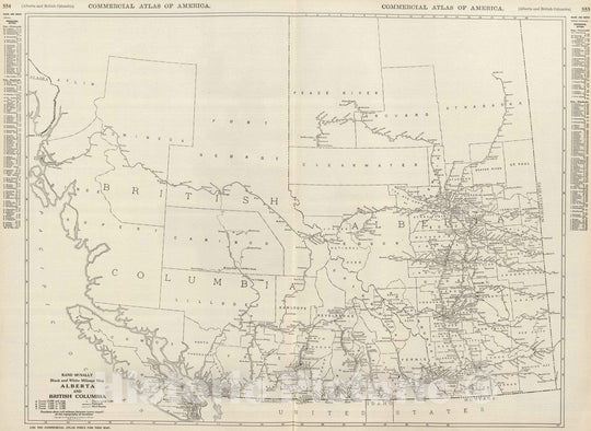 Historic Map : National Atlas - 1924 Alberta. British Columbia. - Vintage Wall Art