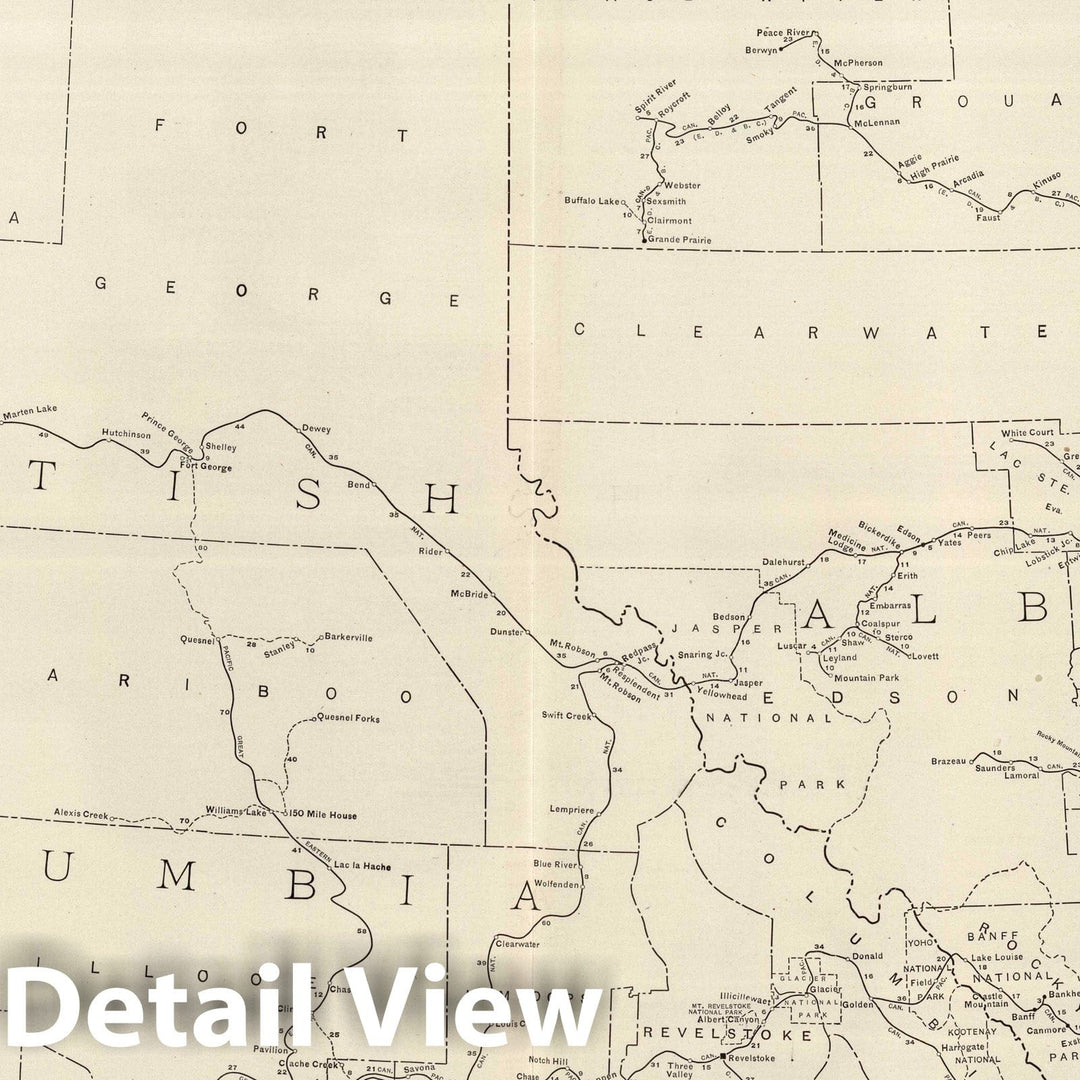 Historic Map : National Atlas - 1924 Alberta. British Columbia. - Vintage Wall Art