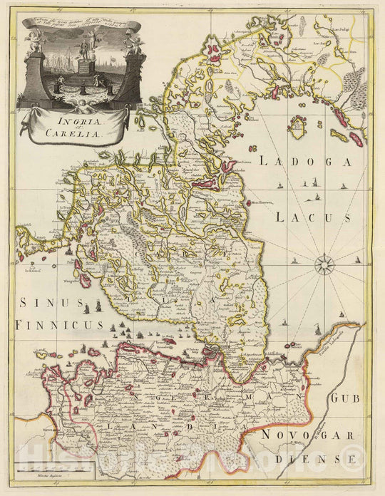 Historic Map : Russia , Saint Petersburg (Russia), Gulf of Finland 1741 Ingria et Carelia , Vintage Wall Art