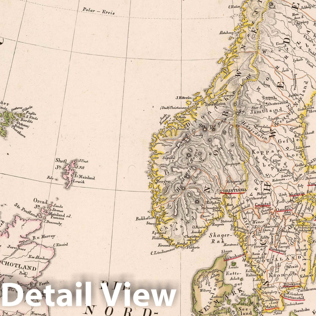 Historic Map : Denmark; Sweden; Norway; Iceland, Faroe Islands 1822 Daenemark, Jsland u. Faroer, Schweden und Norwegen , Vintage Wall Art