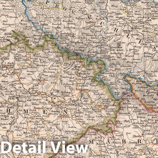 Historic Map : Germany; Czech Republic, 1822 Mittel-ostliches Deutschland oder Bohmen, Mahren und Schlesien &c. , Vintage Wall Art