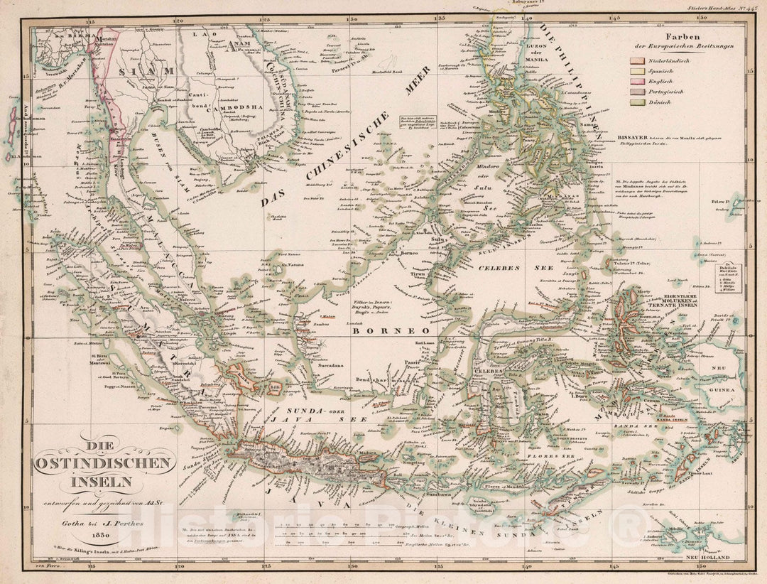 Historic Map : South East Asia, Indies 1830 Die Ostindischen Inseln, 1830 , Vintage Wall Art