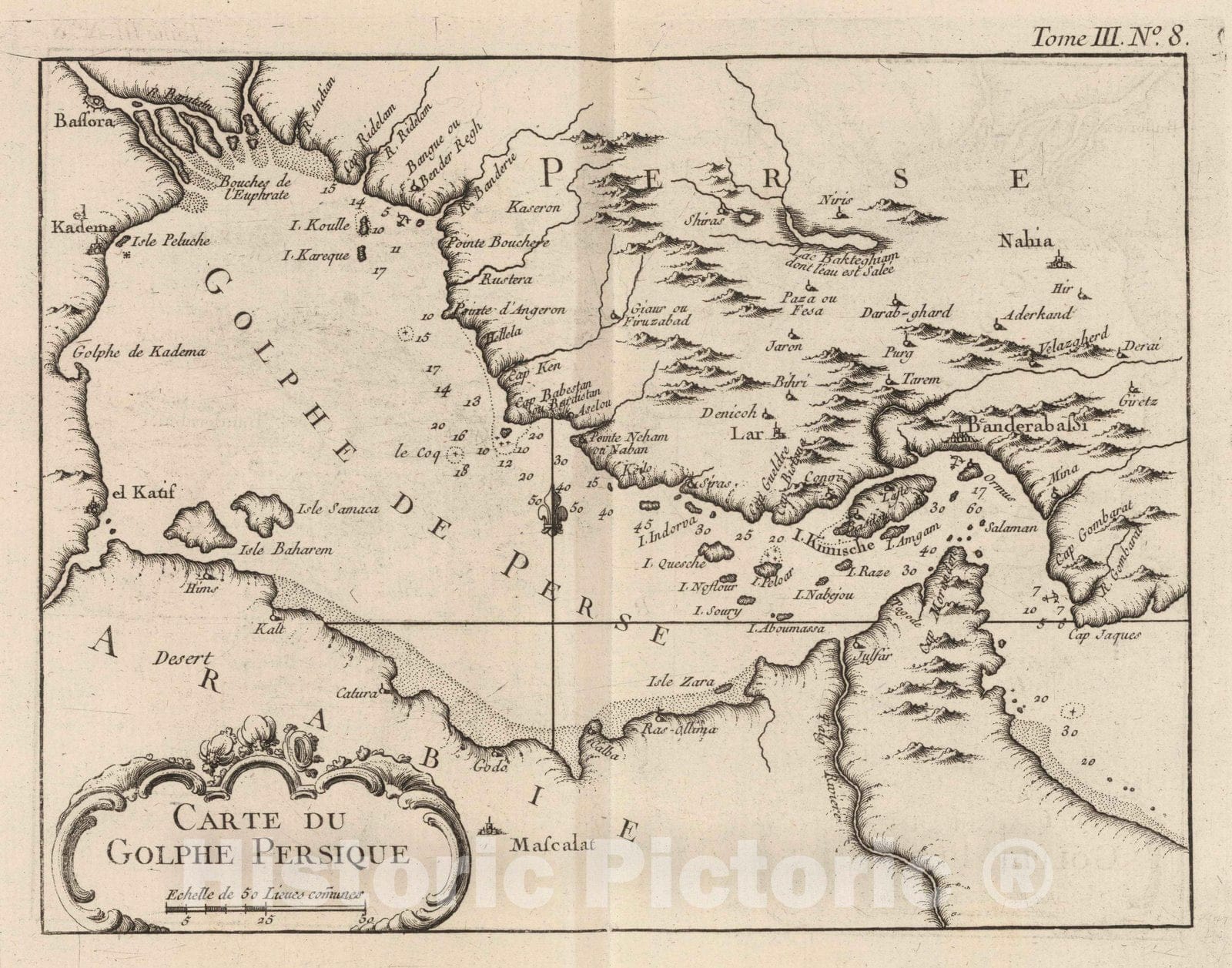 Historic Map : Persian Gulf Region 1764 Carte du Golphe Persique , Vintage Wall Art