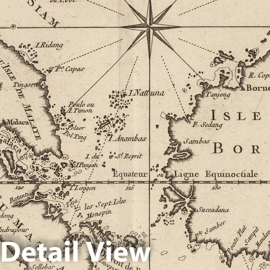 Historic Map : Malaya; Indonesia; Borneo, Java (Indonesia) 1764 Carte des isles de Java, Sumatra, Borneo, Vintage Wall Art