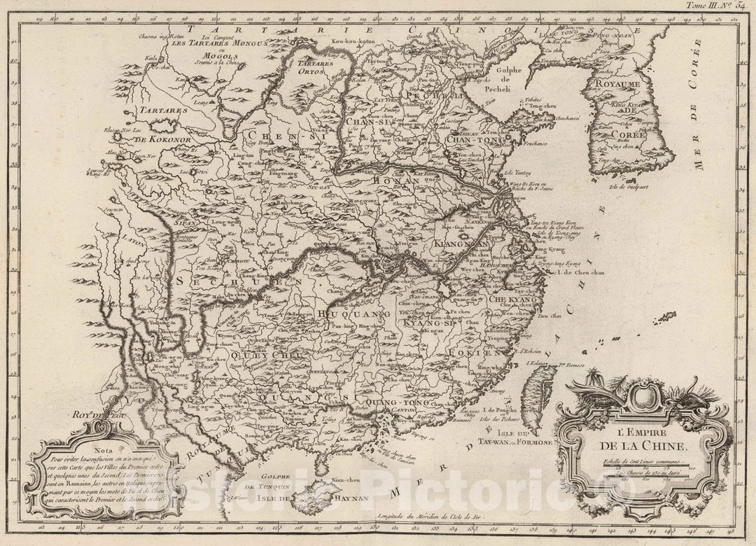 Historic Map : Chiina, East Asia 1764 L'Empire de la Chine , Vintage Wall Art