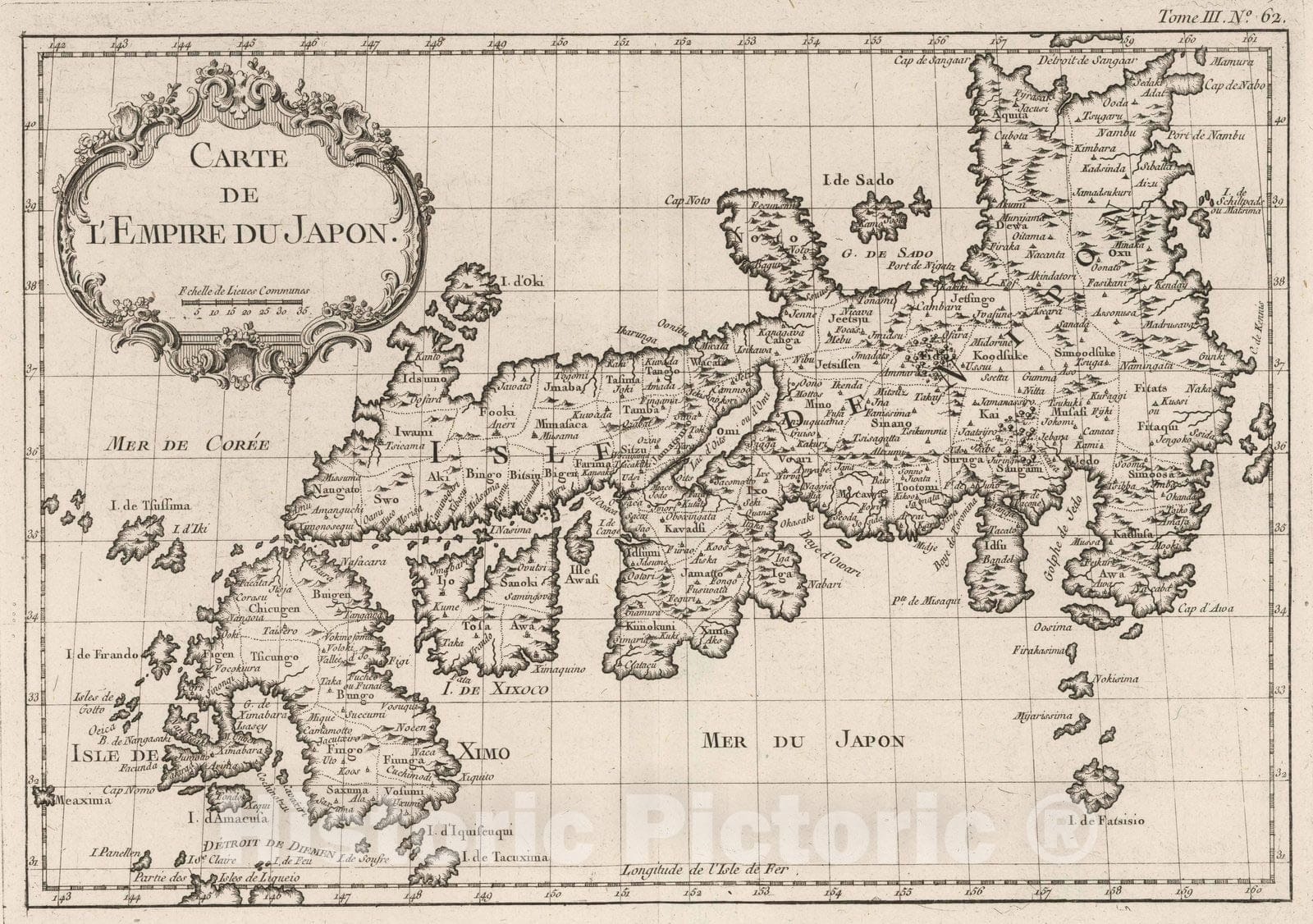 Historic Map : Japan, East Asia 1764 Carte de L'Empire du Japon , Vintage Wall Art