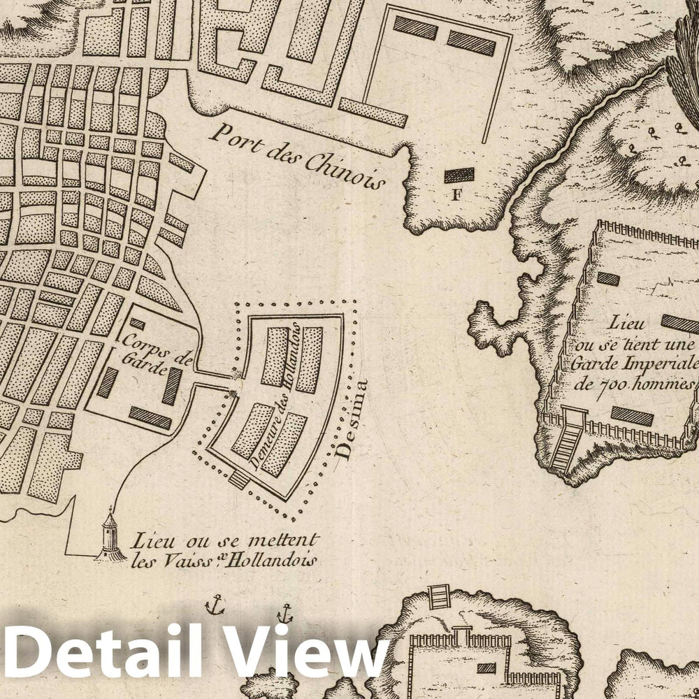 Historic Map : Japan, 1764 Plan de la ville et du port de Nangasaki , Vintage Wall Art