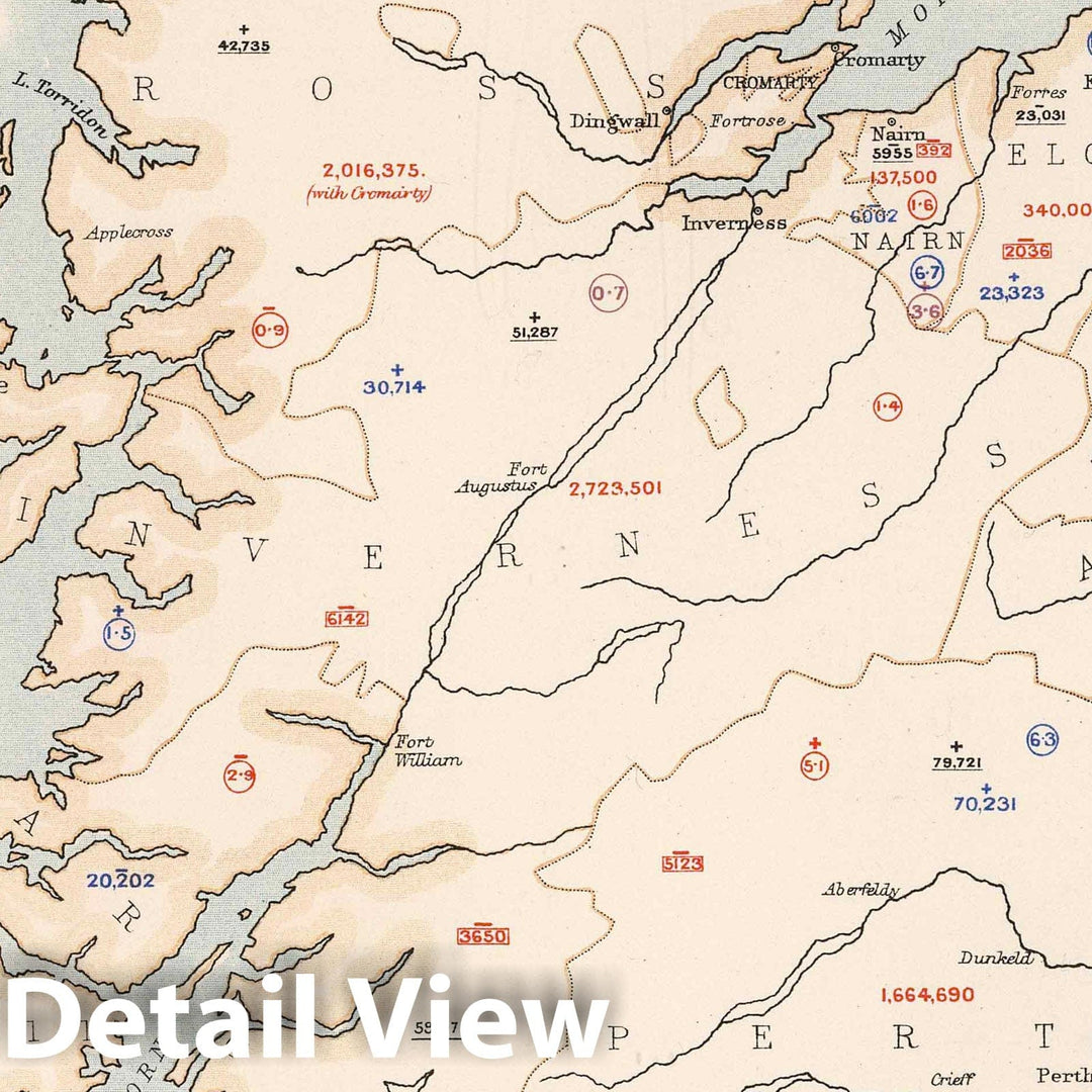 Historic Map : Statistical Atlas - 1881 Scotland to Illustrate the Agricultural Condition of the Country. - Vintage Wall Art