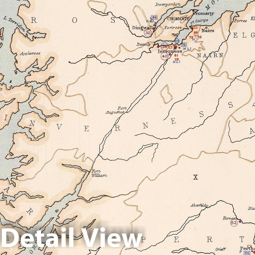 Historic Map : Statistical Atlas - 1881 Scotland to Illustrate the Military Condition of the Country. - Vintage Wall Art