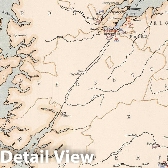 Historic Map : Statistical Atlas - 1881 Scotland to Illustrate the Military Condition of the Country. - Vintage Wall Art