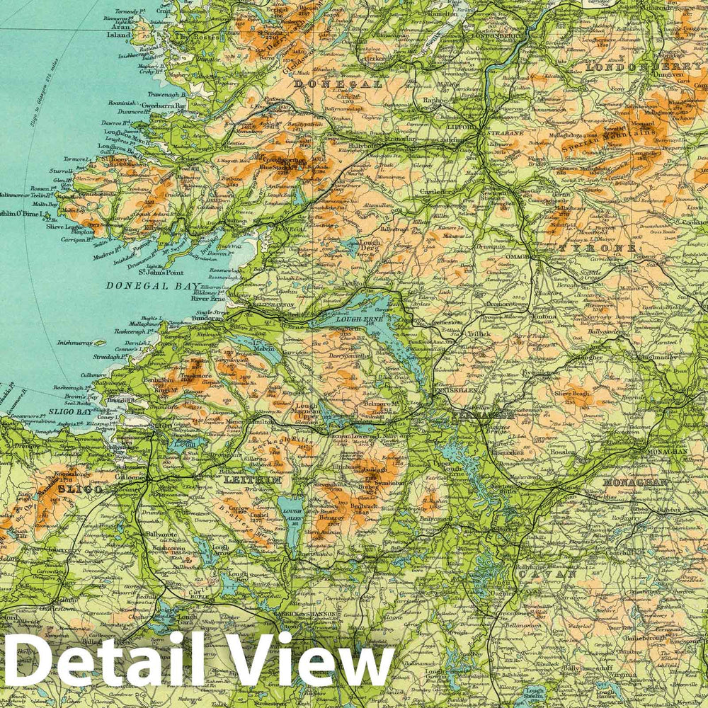 Historic Wall Map : 1922 Ireland - northern section. - Vintage Wall Art