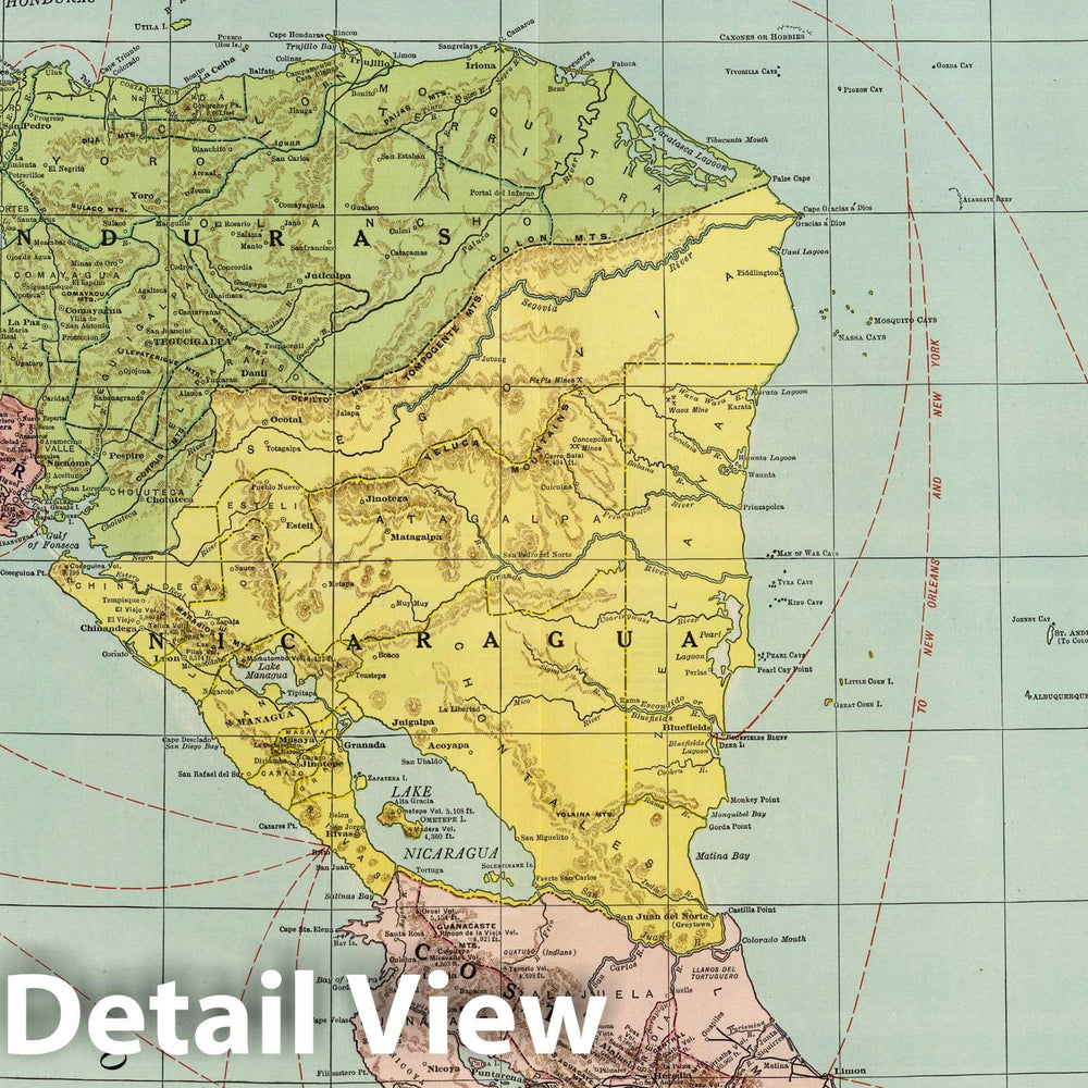 Historic Map : National Atlas - 1924 Central America. - Vintage Wall Art