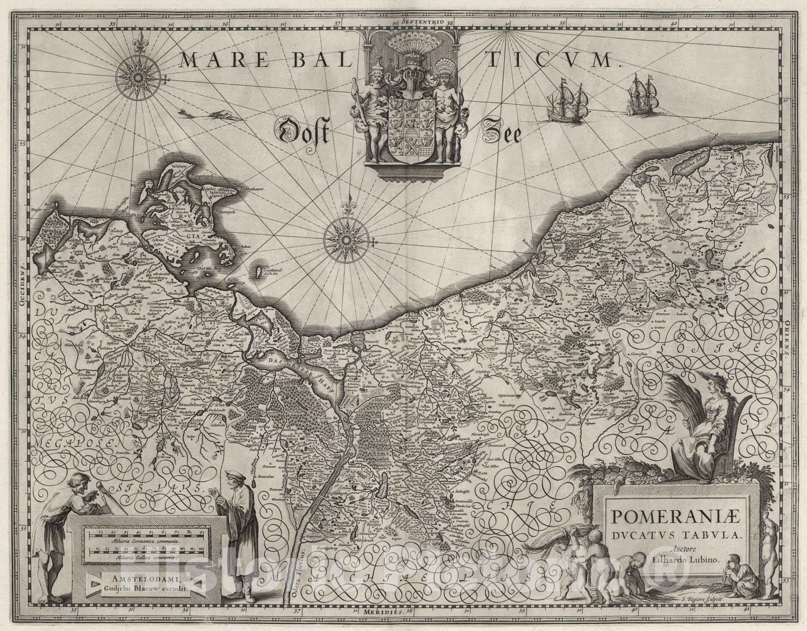 Historic Map : Pomerania (Germany and Poland) 1630 Pomeraniae Ducatus Tabula. , Vintage Wall Art