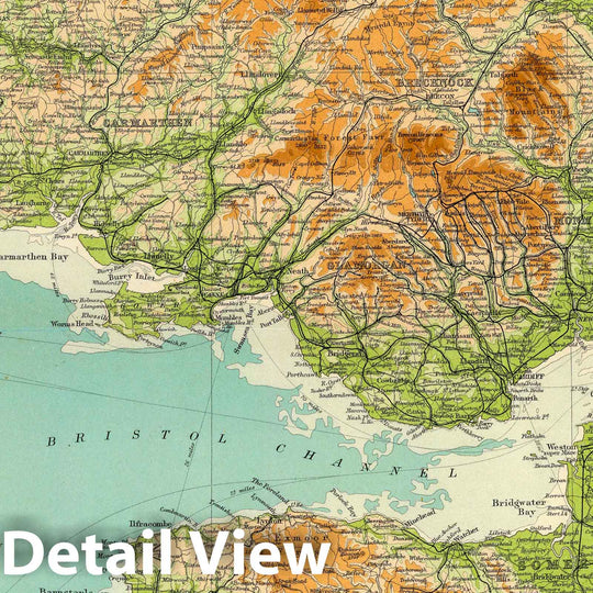 Historic Map : 1922 England & Wales, south-western section; Scilly Isles. - Vintage Wall Art