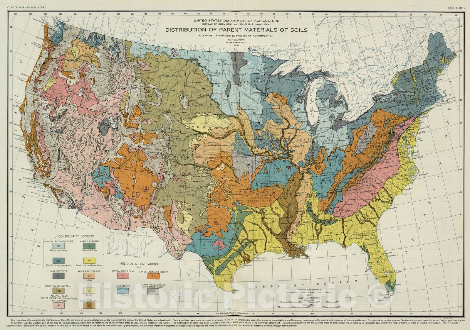 Historic Map : National Atlas - 1931 Parent Materials of Soils. Atlas of American Agriculture. - Vintage Wall Art