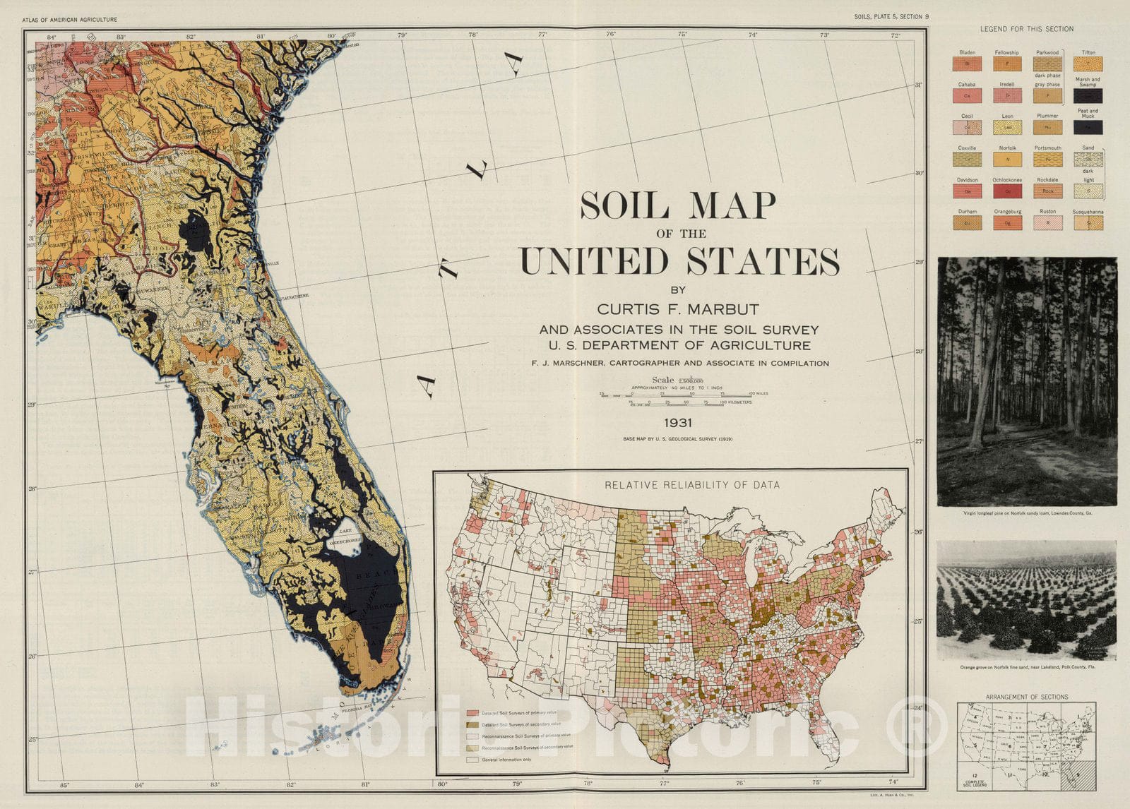 Historic Map : National Atlas - 1931 Soil Map of the United States, Section 9. Atlas of American Agriculture. - Vintage Wall Art