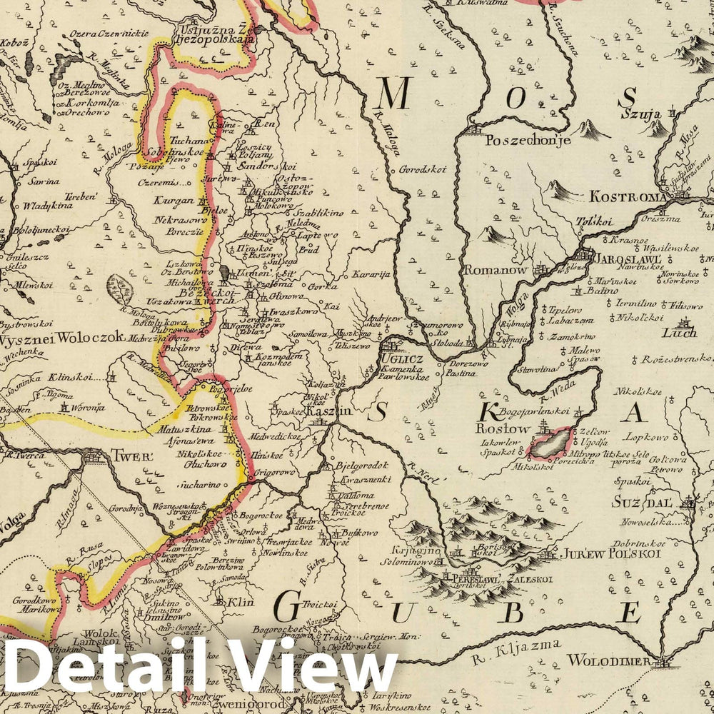 Historic Map : Russian Federation; Russia , Moscow (Russia), 1745 Moscoviae Gubernium cum Adjacentibus Regionibus , Vintage Wall Art