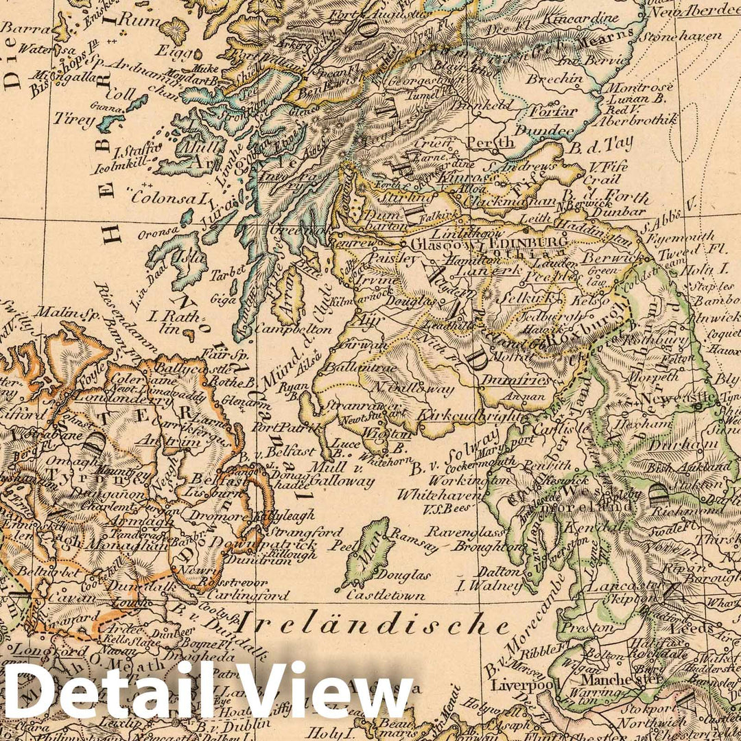 Historic Map : England; Scotland; Ireland, 1825 England, Schottland und Ireland , Vintage Wall Art